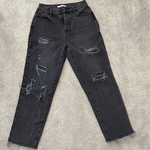 PacSun Charcoal Distressed Straight Leg Jeans